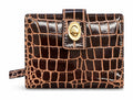 HE018 Dark Brown Croc Bifold Wallet
