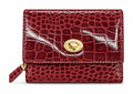 HE020 Burgundy Croc Leather Flap Wallet