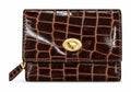 HE022 Dark Brown Croc Flap Wallet