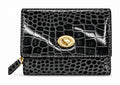 HE023 Black Croc Flap Wallet