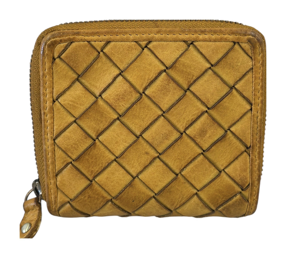 HE024 Mustard Woven Zip Wallet
