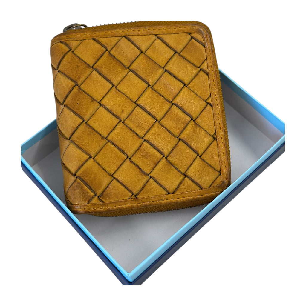 HE024 Mustard Woven Zip Wallet