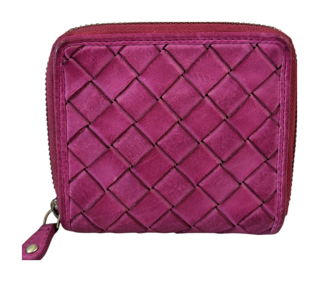 HE026 Fuchsia Woven Zip Wallet