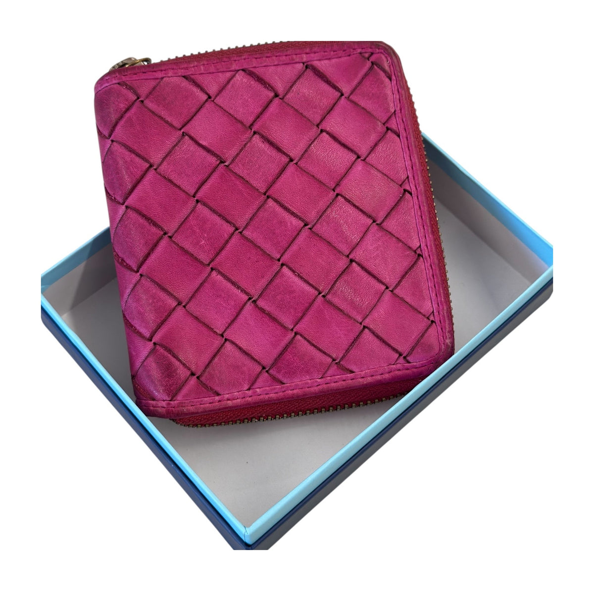 HE026 Fuchsia Woven Zip Wallet