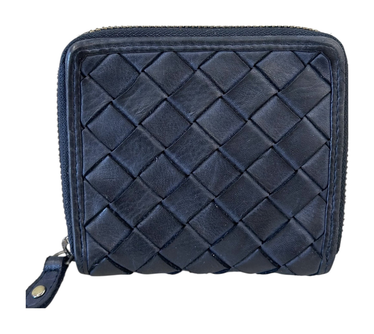 HE027 Navy Woven Zip Wallet