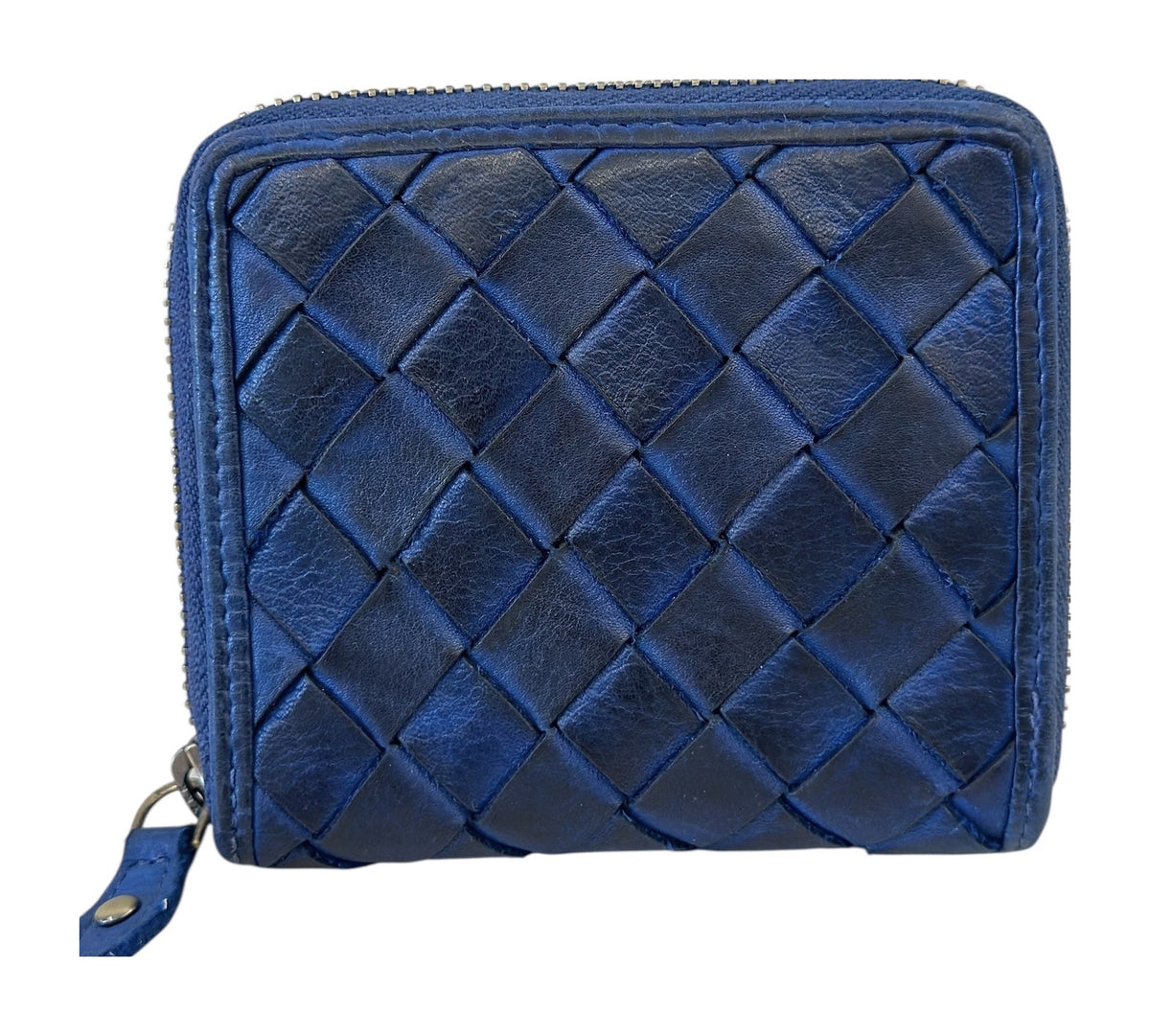 HE028 Royal Blue Woven Zip Wallet
