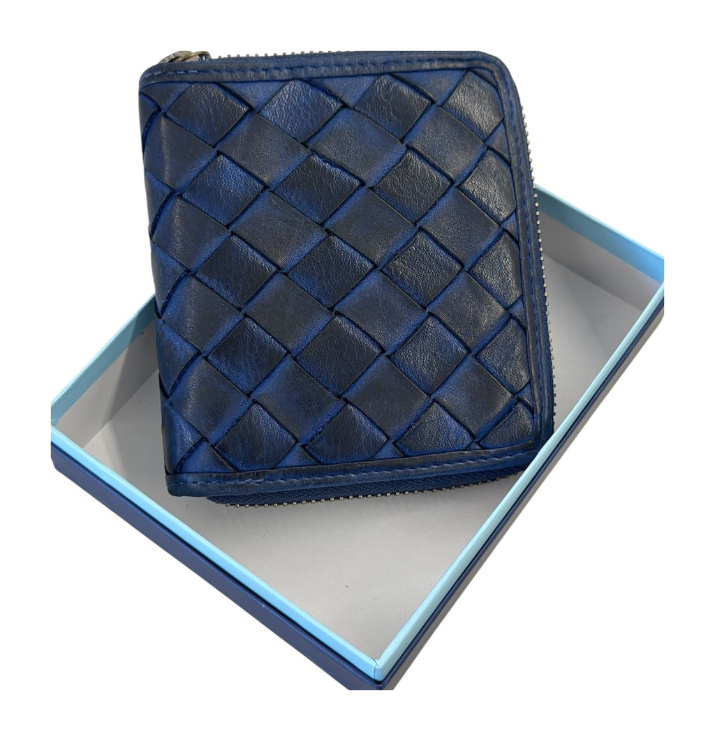 HE028 Royal Blue Woven Zip Wallet