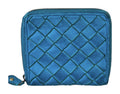HE029 Turquoise Woven Leather Zip Wallet