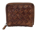 HE031 Cognac Brown Woven Zip Wallet