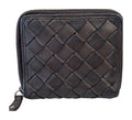 HE032 Dark Brown Woven Zip Wallet