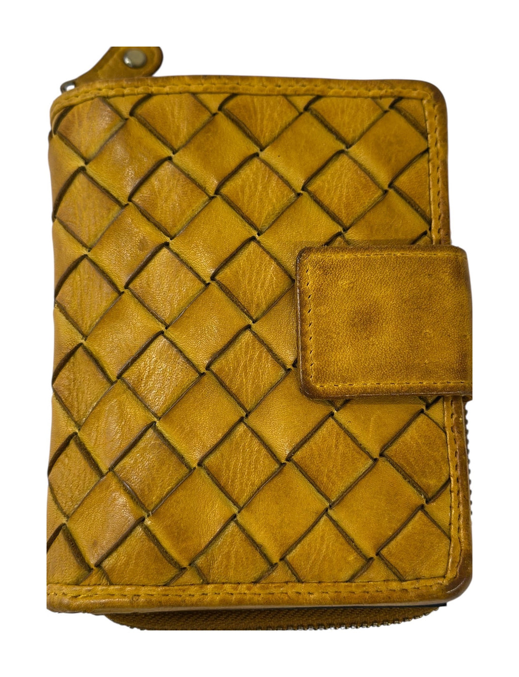 HE034 Mustard Woven Snap Wallet