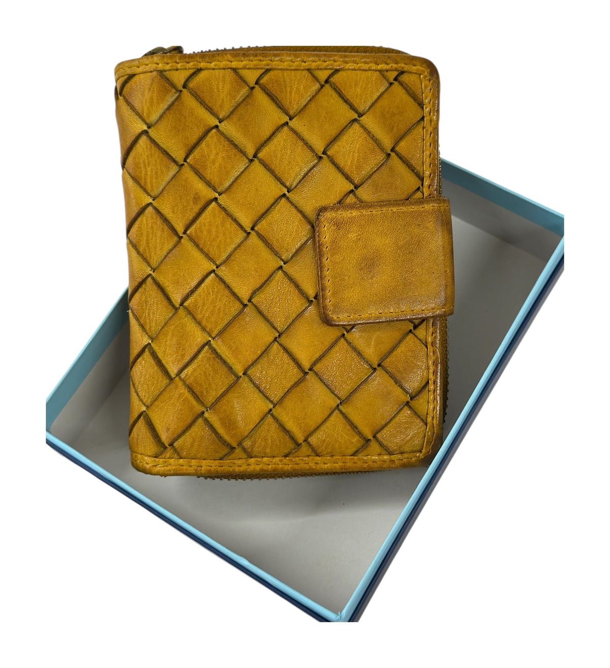 HE034 Mustard Woven Snap Wallet