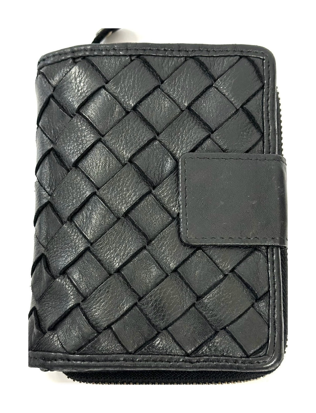 HE042 Black Woven Snap Wallet