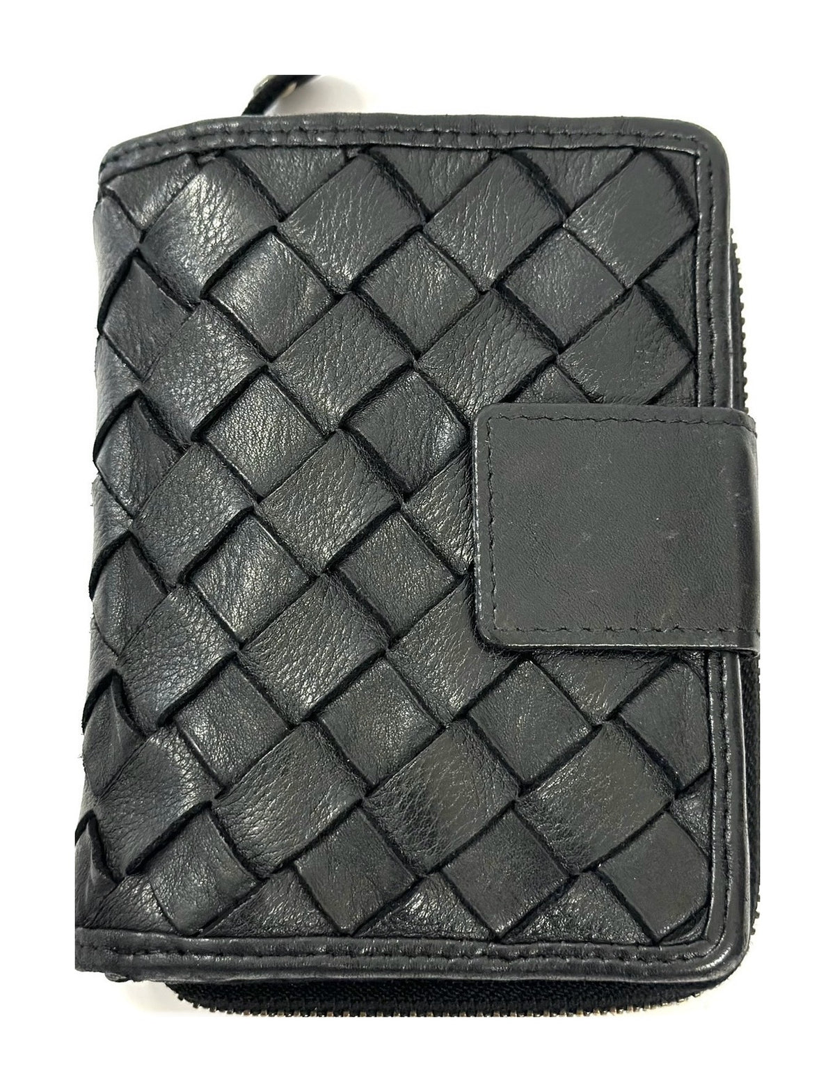 HE042 Black Woven Snap Wallet