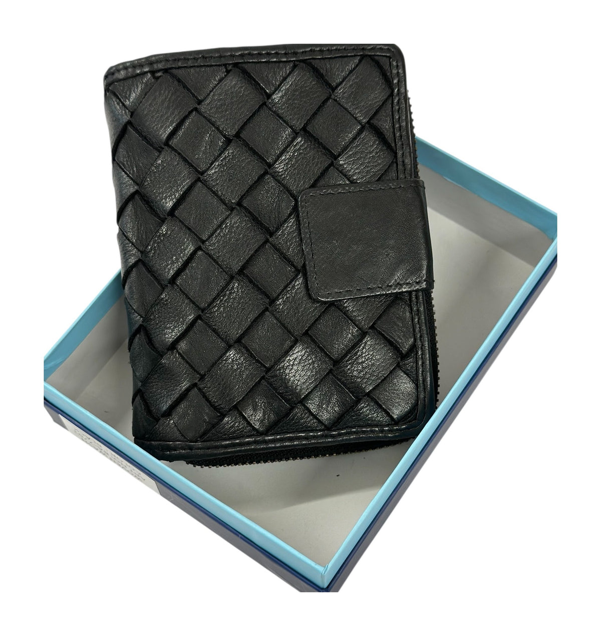 HE042 Black Woven Snap Wallet