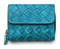 HE049 Turquoise Woven Leather Flap Wallet