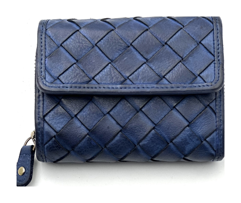 HE050 Royal Blue Woven Flap Wallet