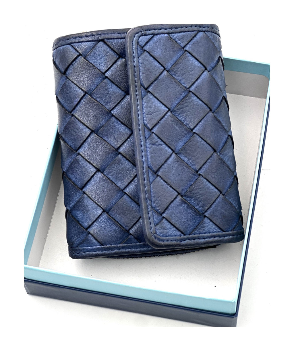 HE050 Royal Blue Woven Flap Wallet