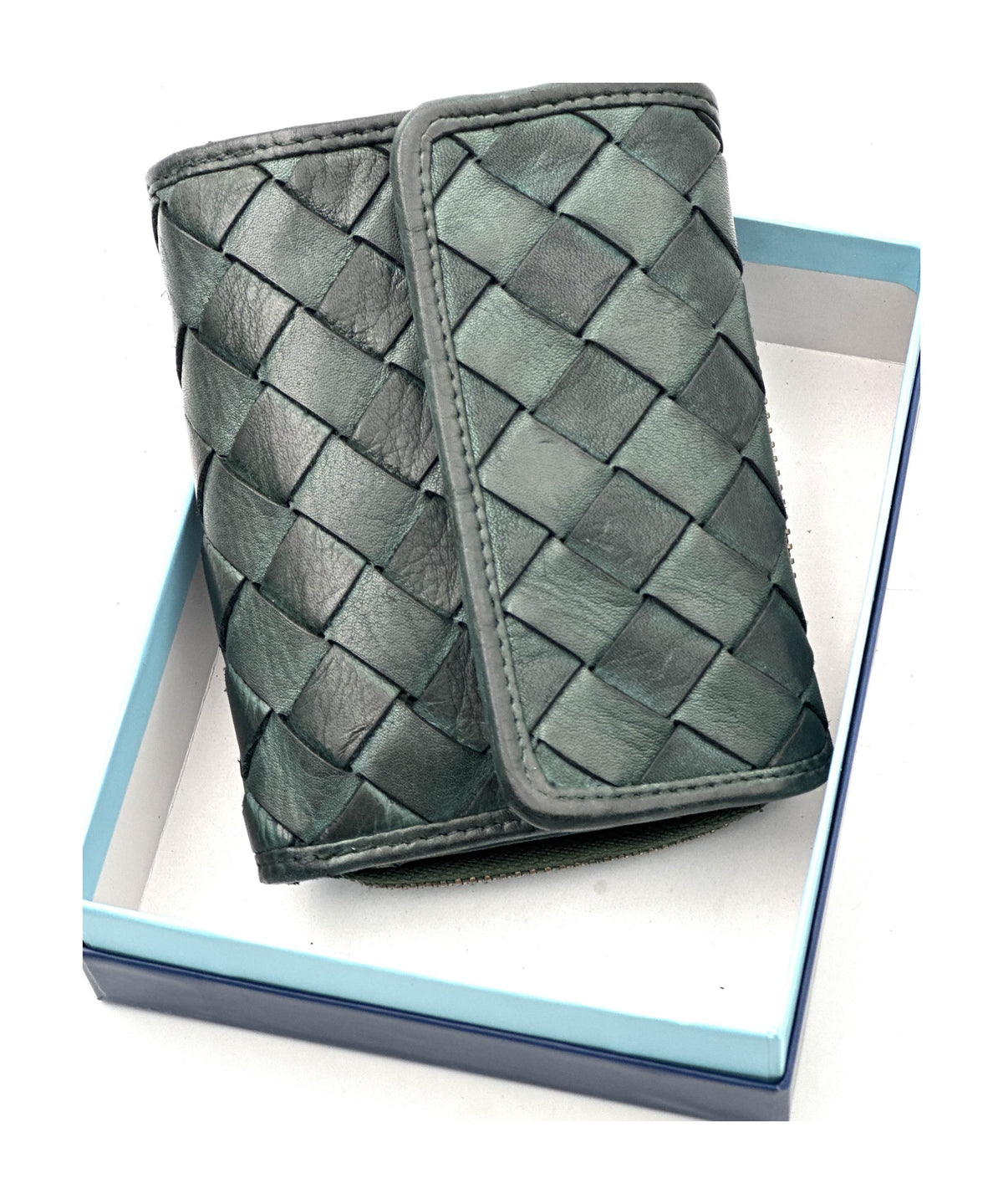 HE052 Forest Green Woven Flap Wallet