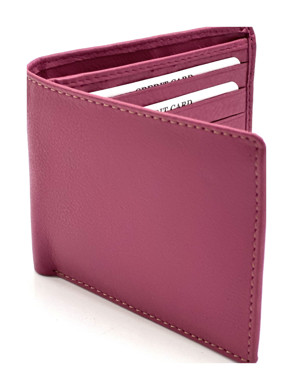 HE056 Fuchsia Leather Zip Back Bifold Wallet
