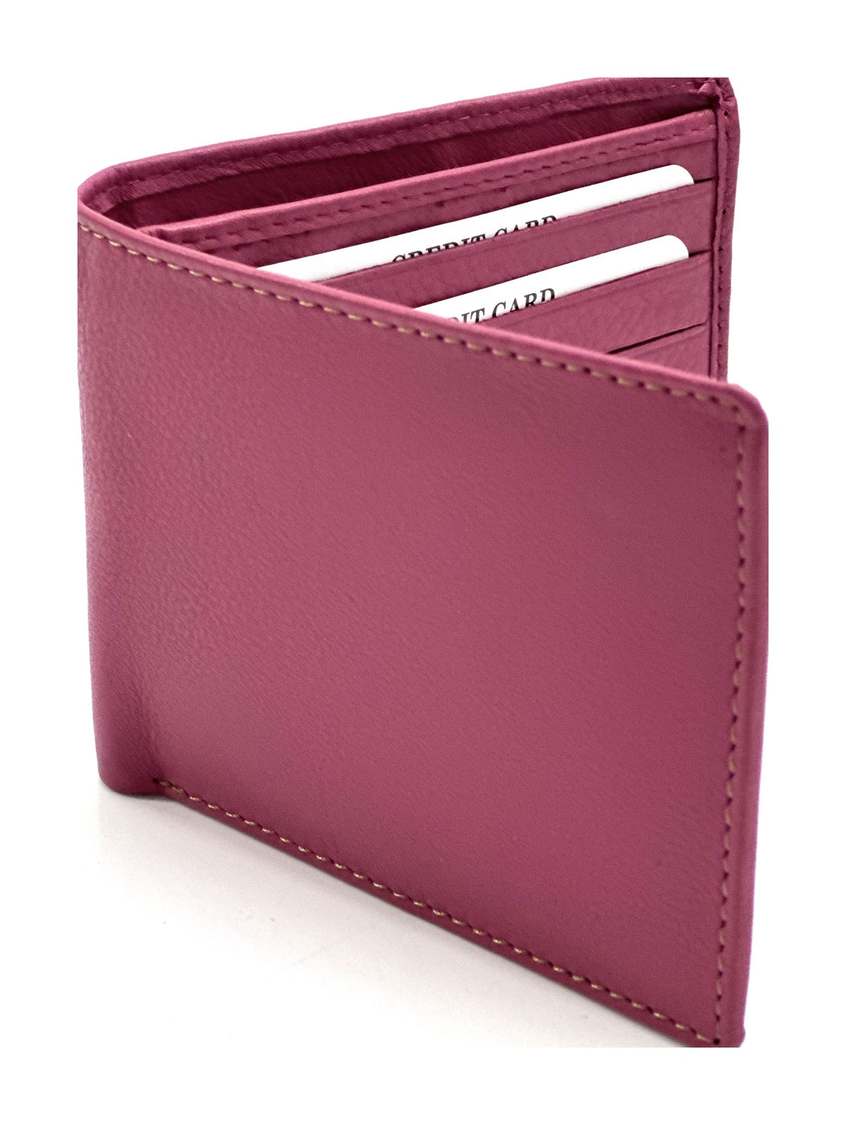 HE056 Fuchsia Leather Zip Back Bifold Wallet