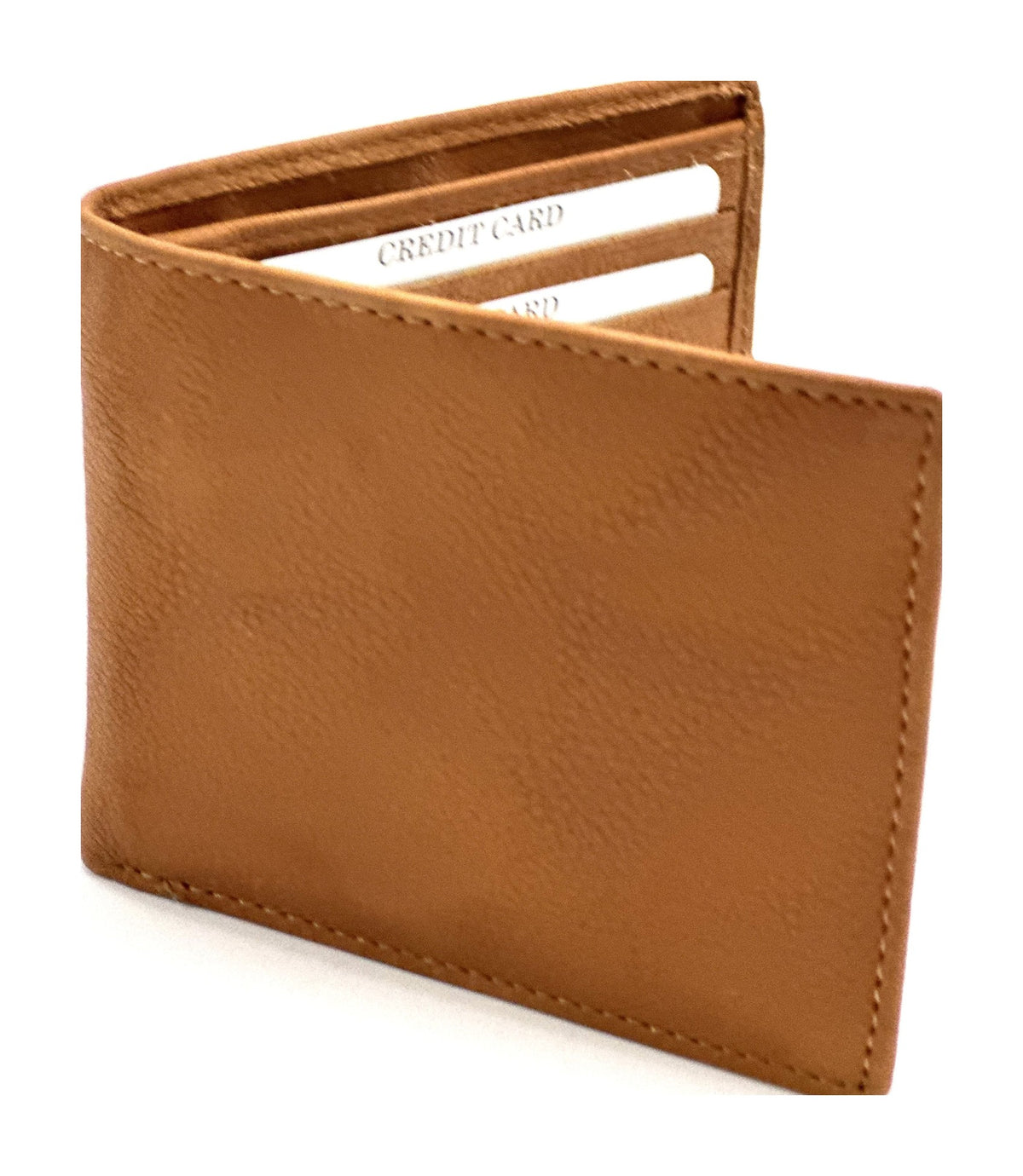 HE057 Tan Leather Zip Back Bifold Wallet