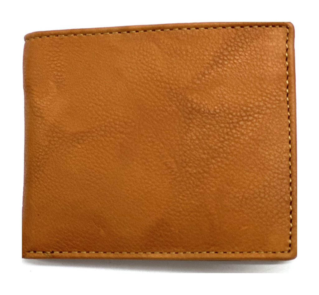 HE057 Tan Leather Zip Back Bifold Wallet