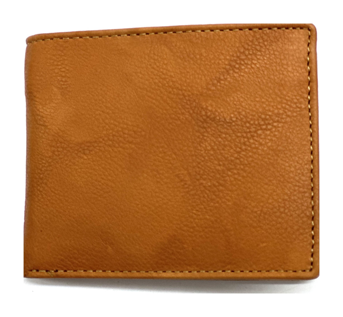 HE057 Tan Leather Zip Back Bifold Wallet