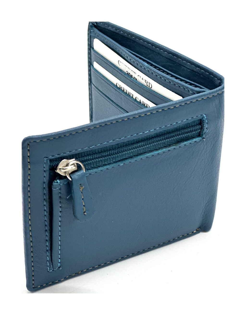 HE058 Sky Blue Zip Back Bifold Wallet