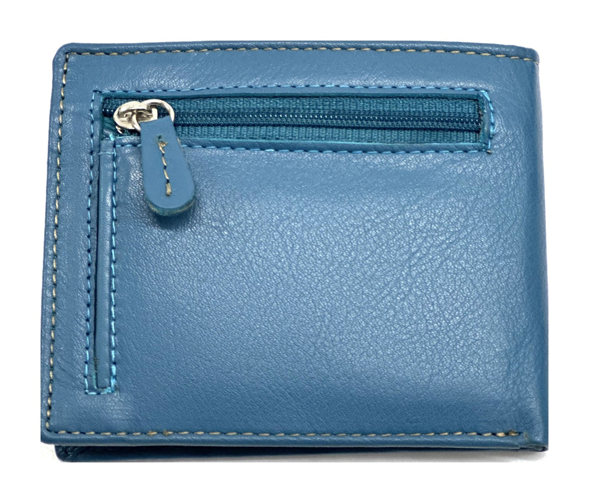 HE058 Sky Blue Zip Back Bifold Wallet