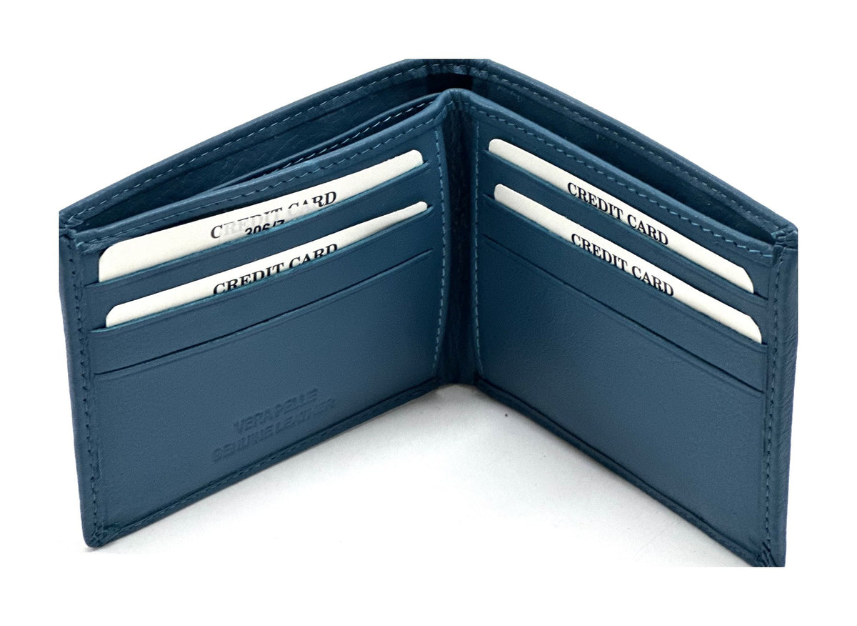 HE058 Sky Blue Zip Back Bifold Wallet