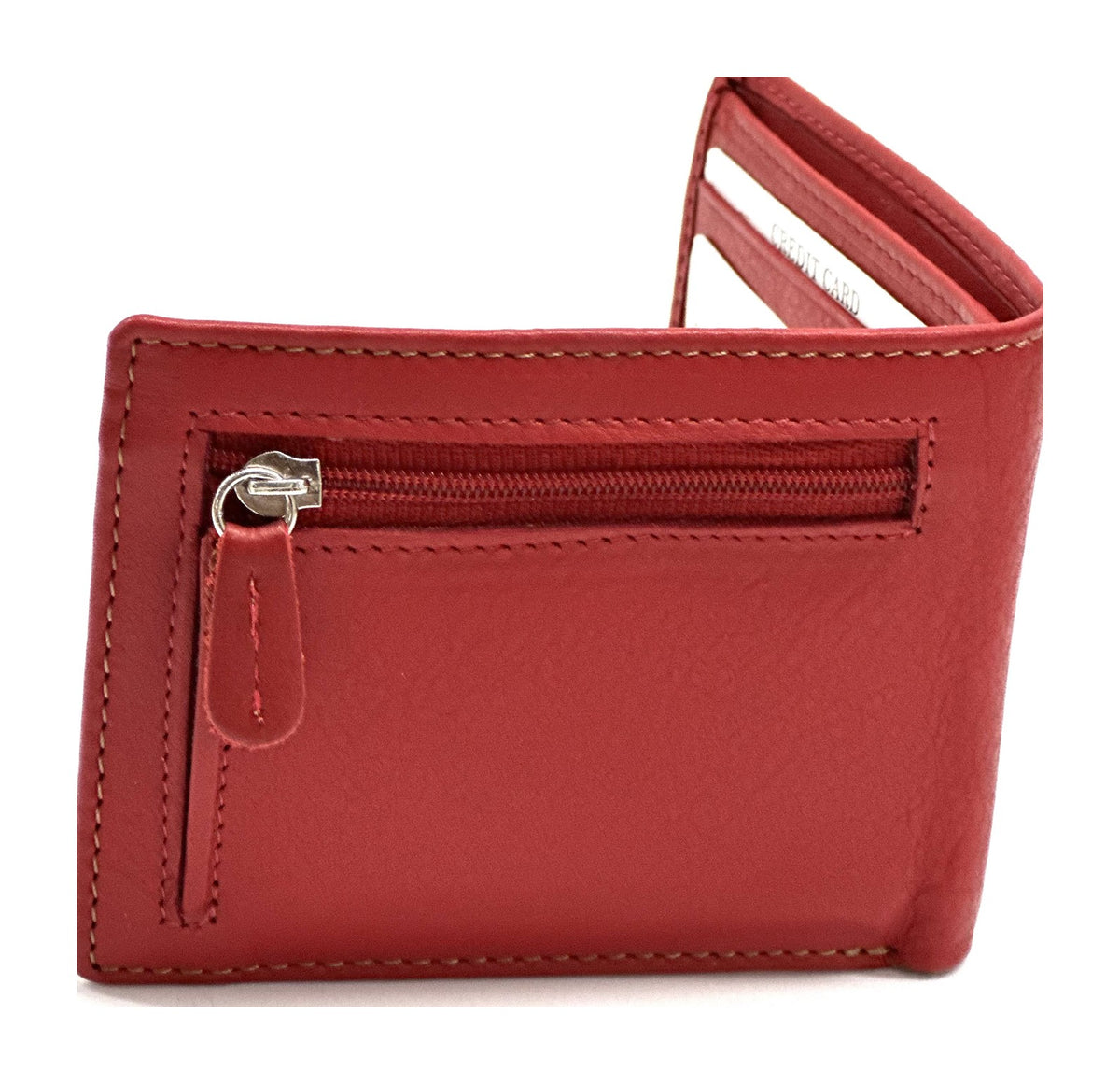 HE059 Red Zip Back Bifold Wallet