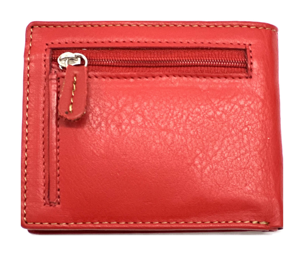 HE059 Red Zip Back Bifold Wallet
