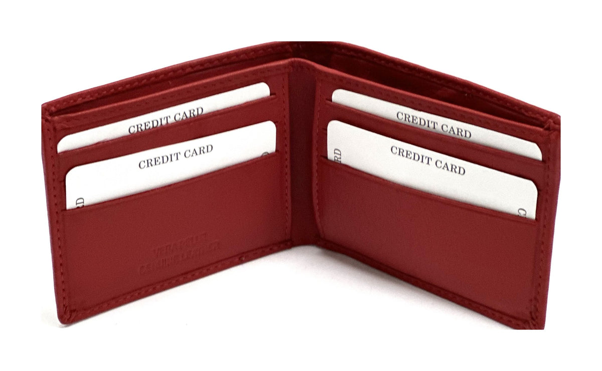 HE059 Red Zip Back Bifold Wallet