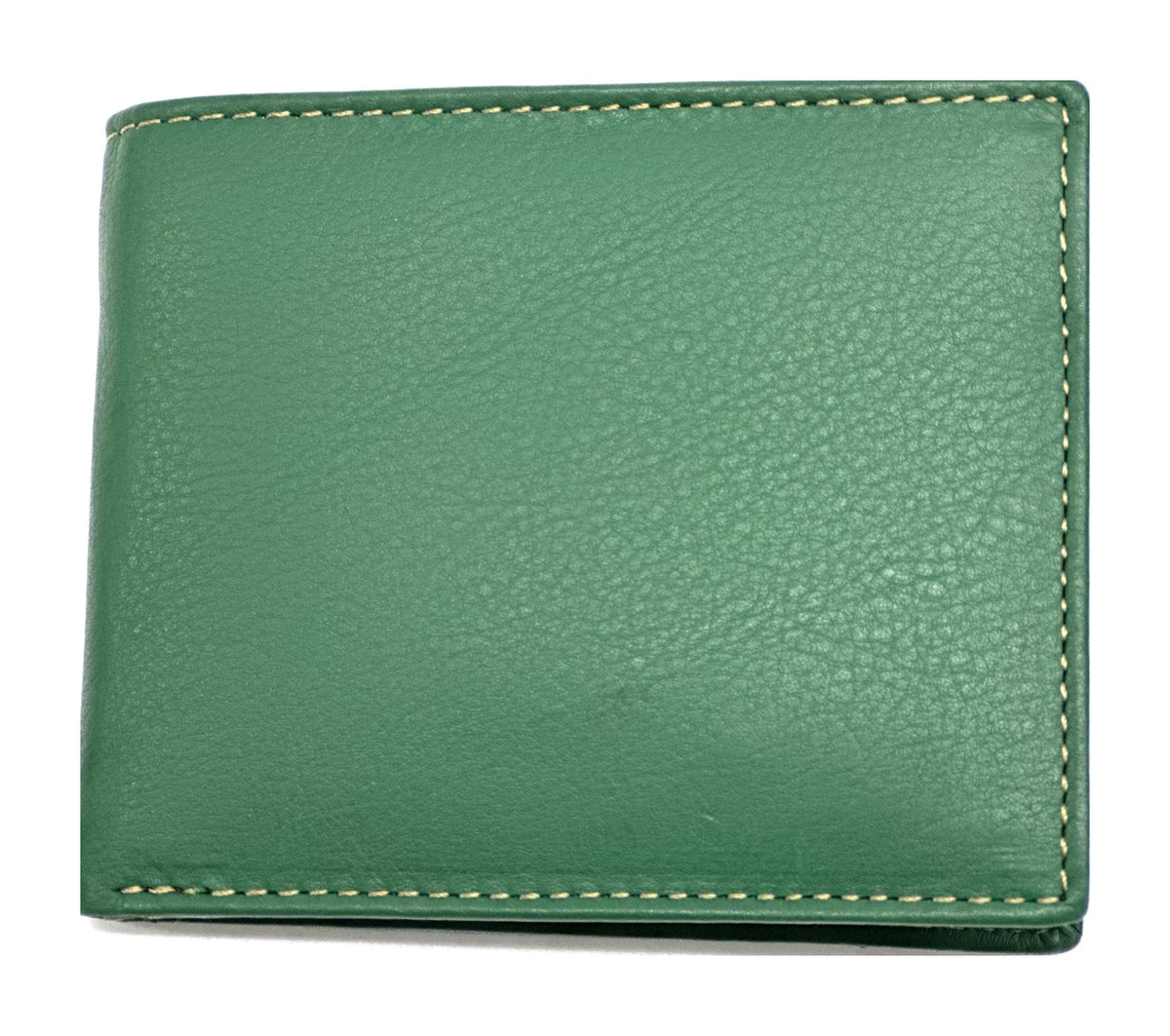 HE060 Avocado Green Leather Zip Back Bifold Wallet