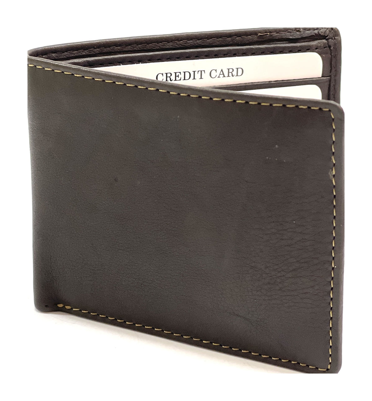 HE062 Dark Brown Leather Zip Back Bifold Wallet
