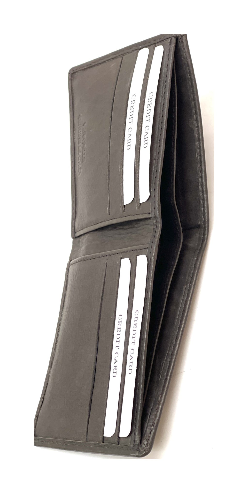 HE062 Dark Brown Leather Zip Back Bifold Wallet