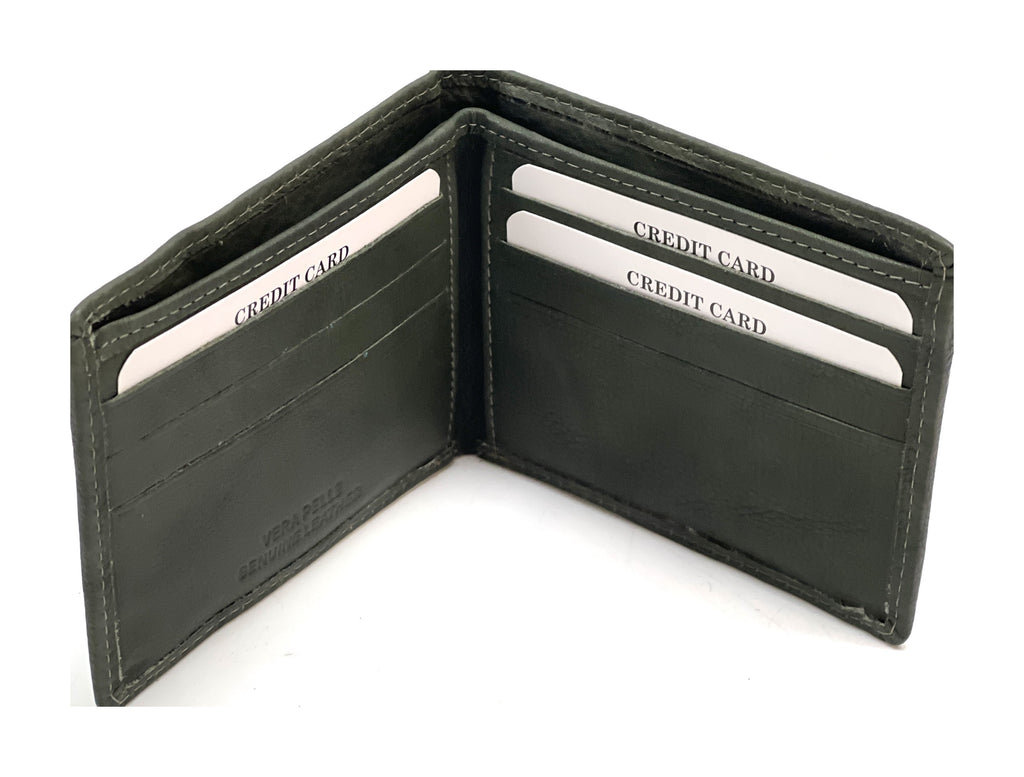 HE064 Olive Green Zip Back Bifold Wallet