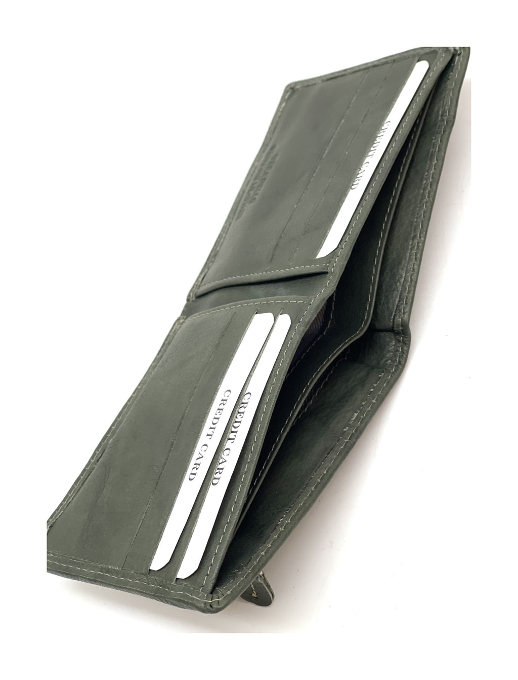 HE064 Olive Green Zip Back Bifold Wallet
