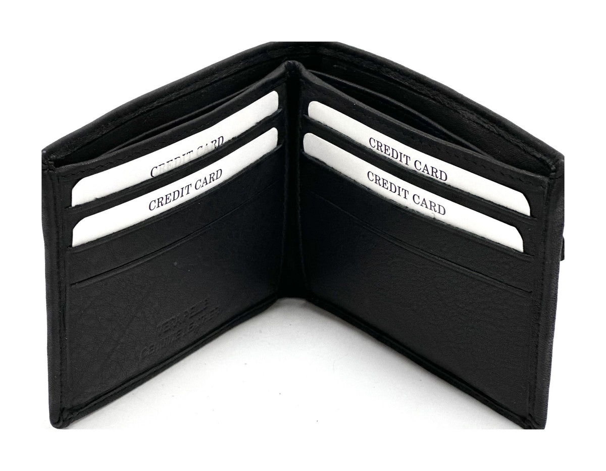 HE065 Black Zip Back Bifold Wallet