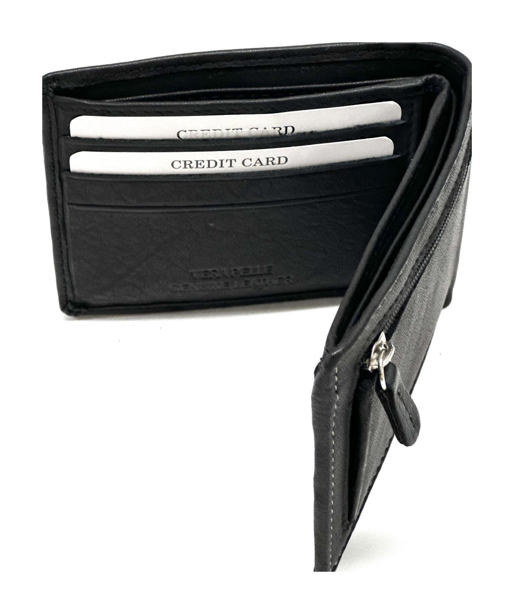 HE065 Black Zip Back Bifold Wallet