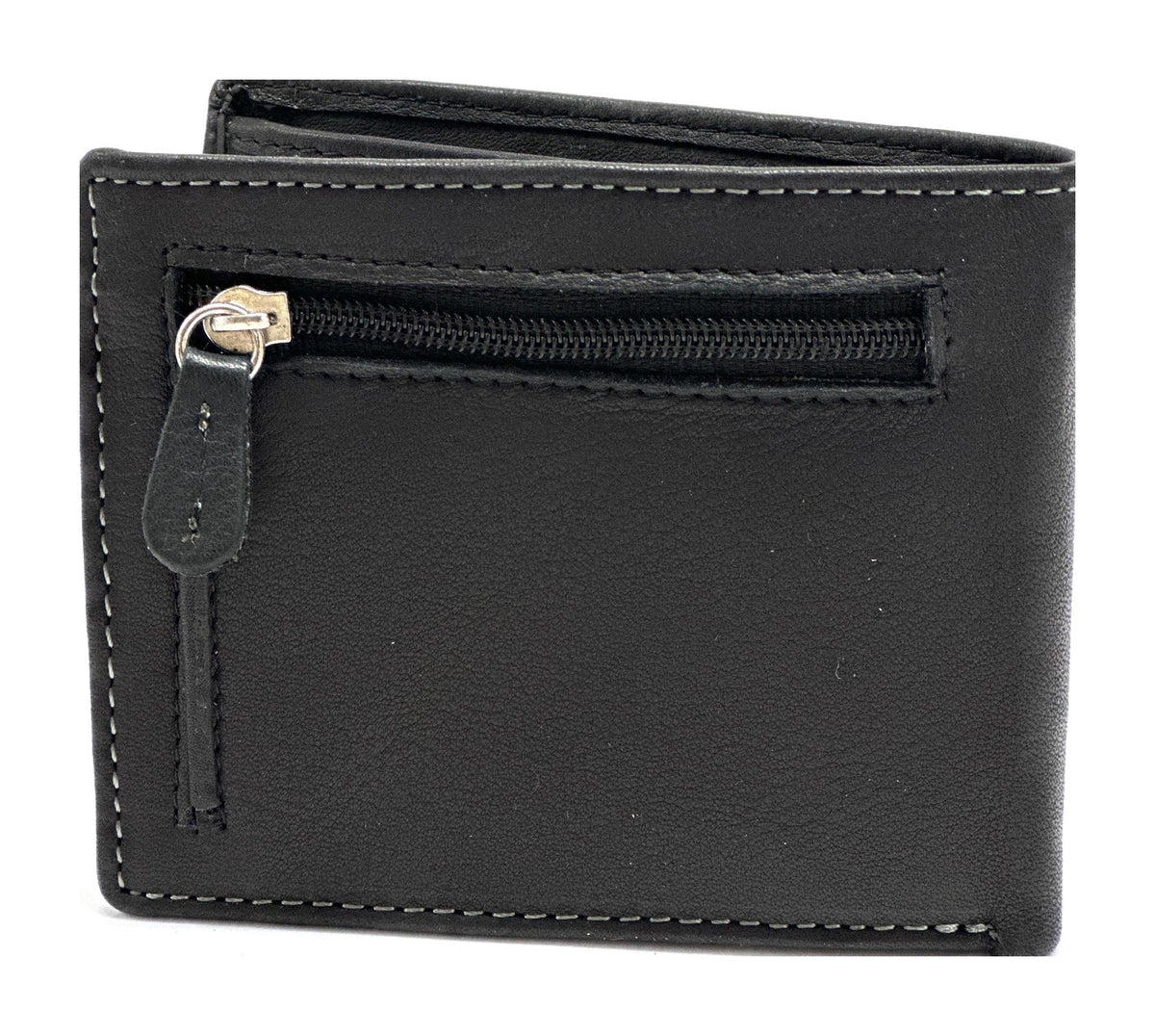 HE065 Black Zip Back Bifold Wallet