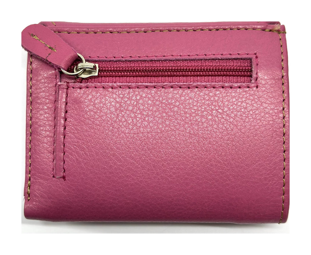 HE066 Fuchsia Stitched Flap Wallet