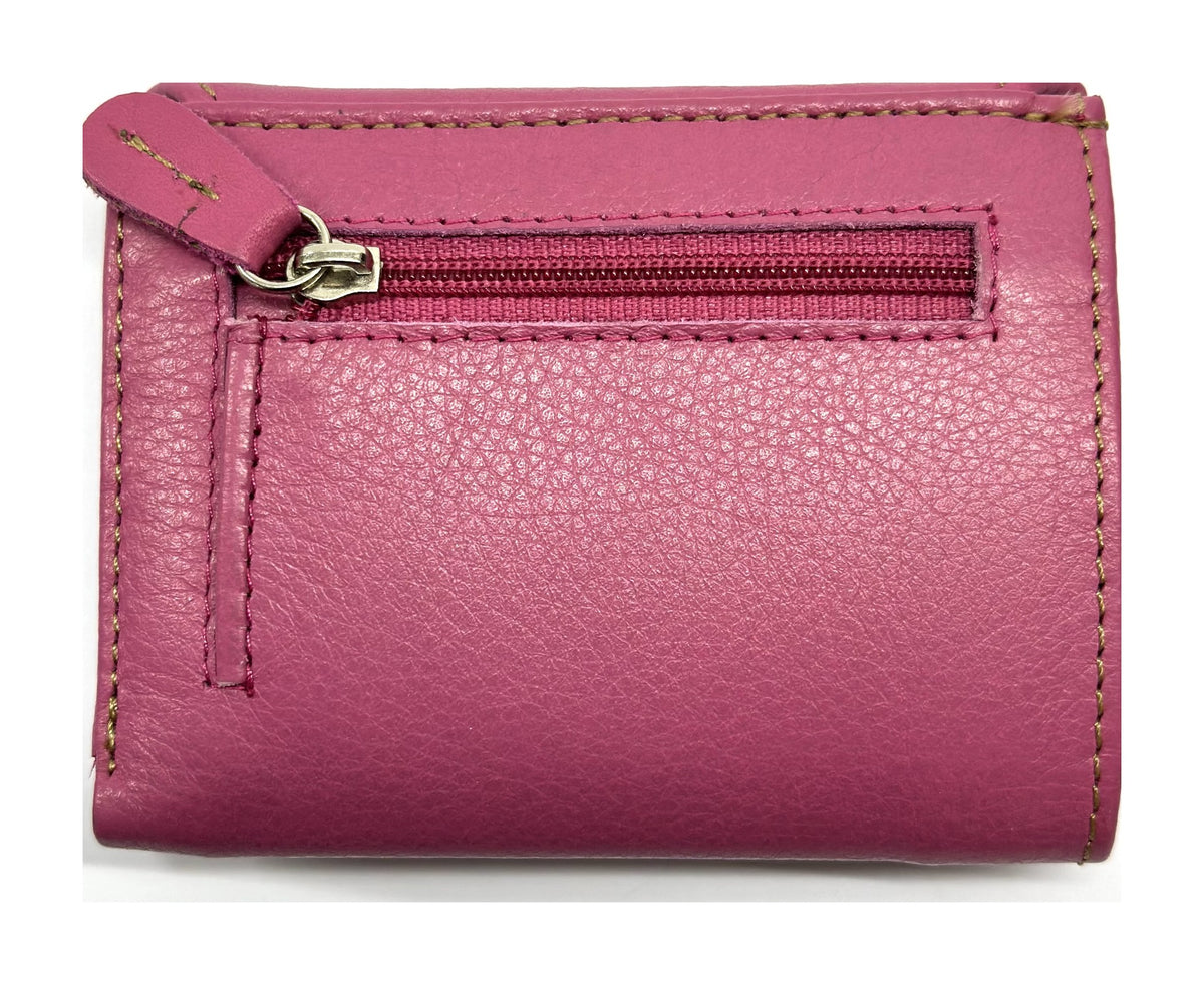 HE066 Fuchsia Stitched Flap Wallet