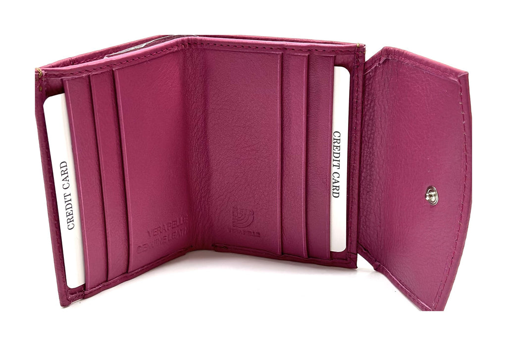 HE066 Fuchsia Stitched Flap Wallet