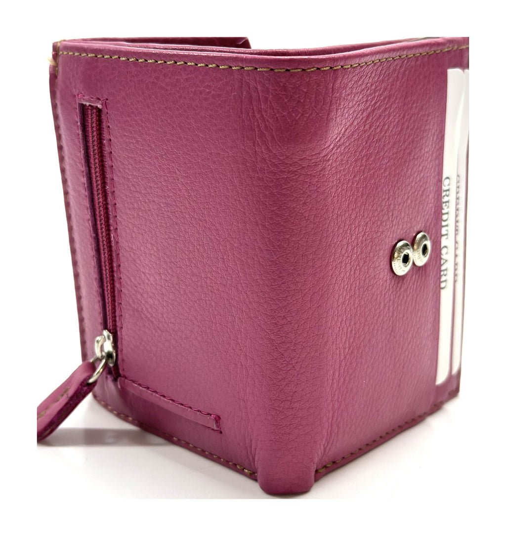 HE066 Fuchsia Stitched Flap Wallet