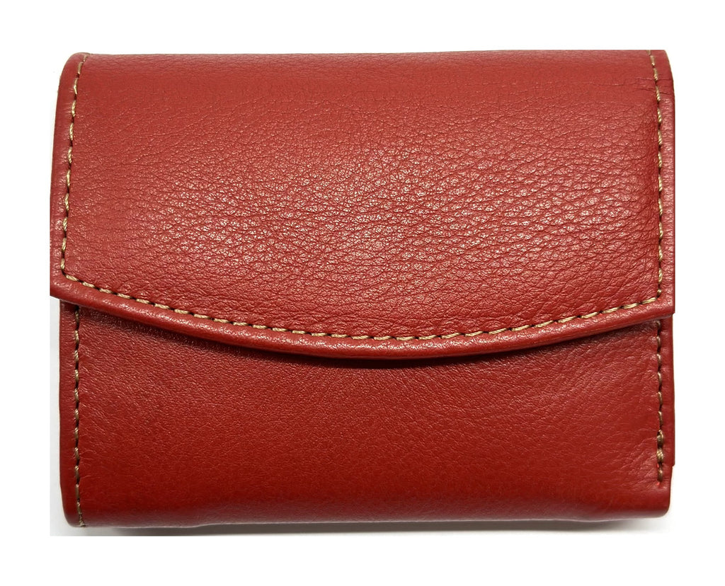 HE067 Red Stitched Flap Wallet
