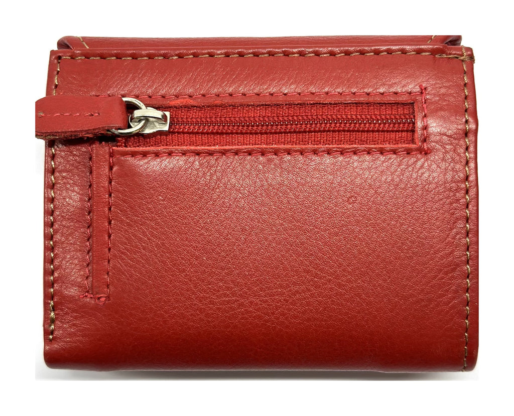 HE067 Red Stitched Flap Wallet
