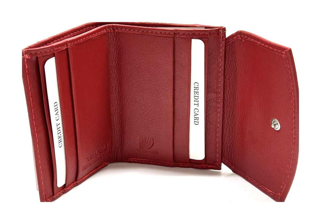 HE067 Red Stitched Flap Wallet