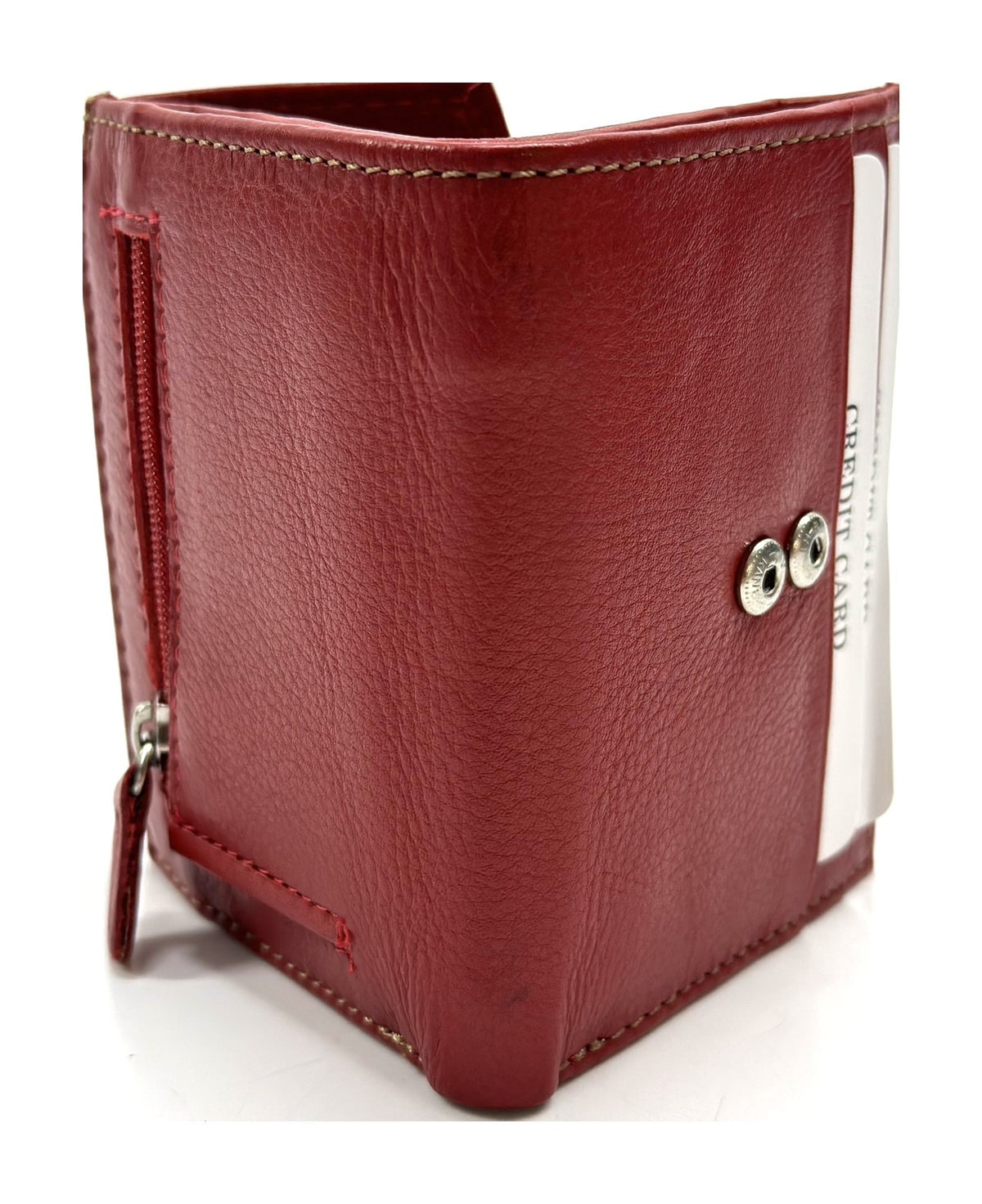 HE067 Red Stitched Flap Wallet
